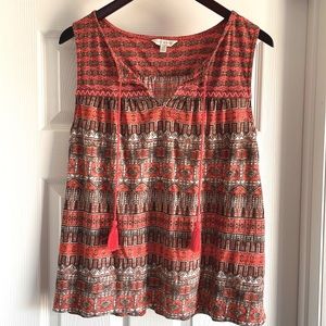 Lucky brand boho sleeveless orange top